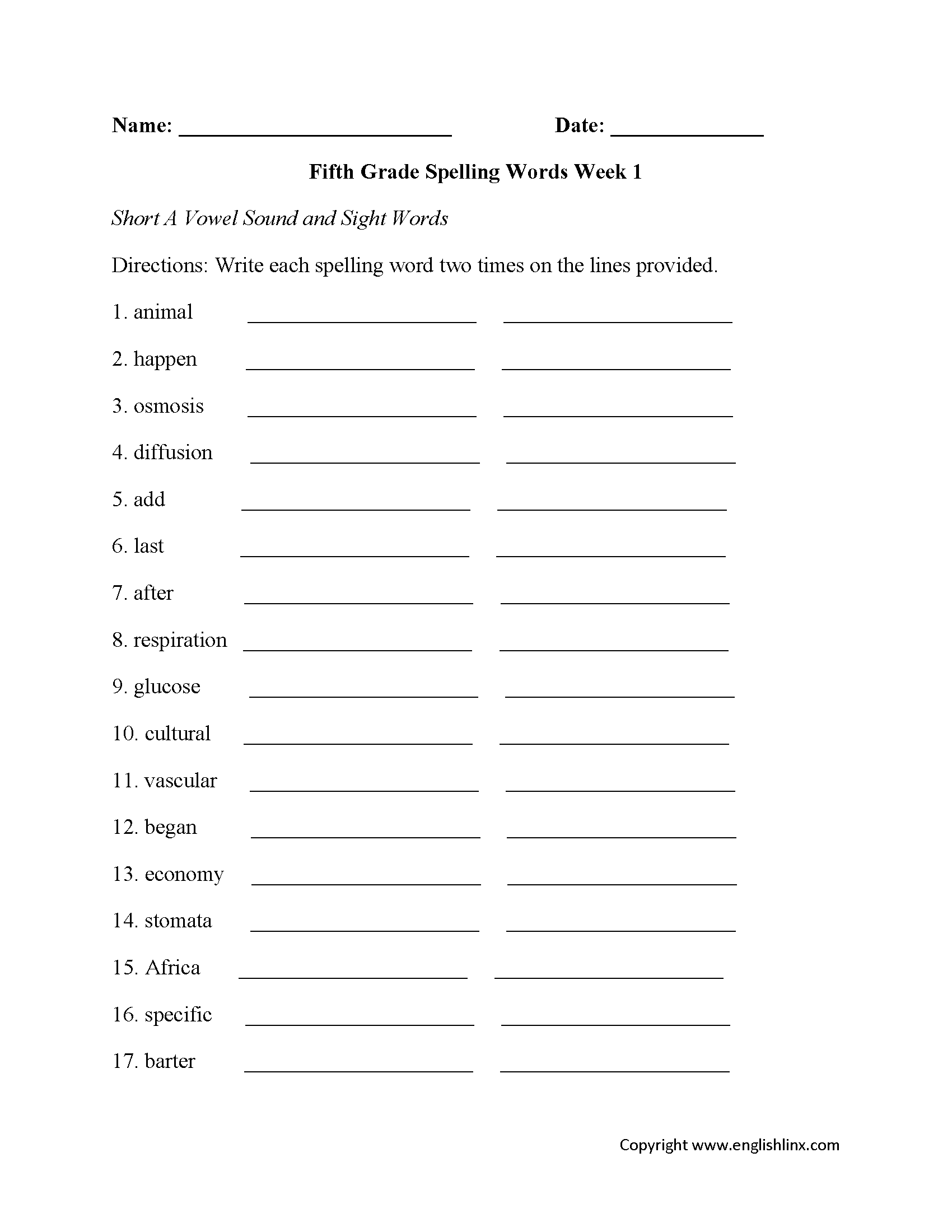 Free Worksheets For 5th Graders Printable