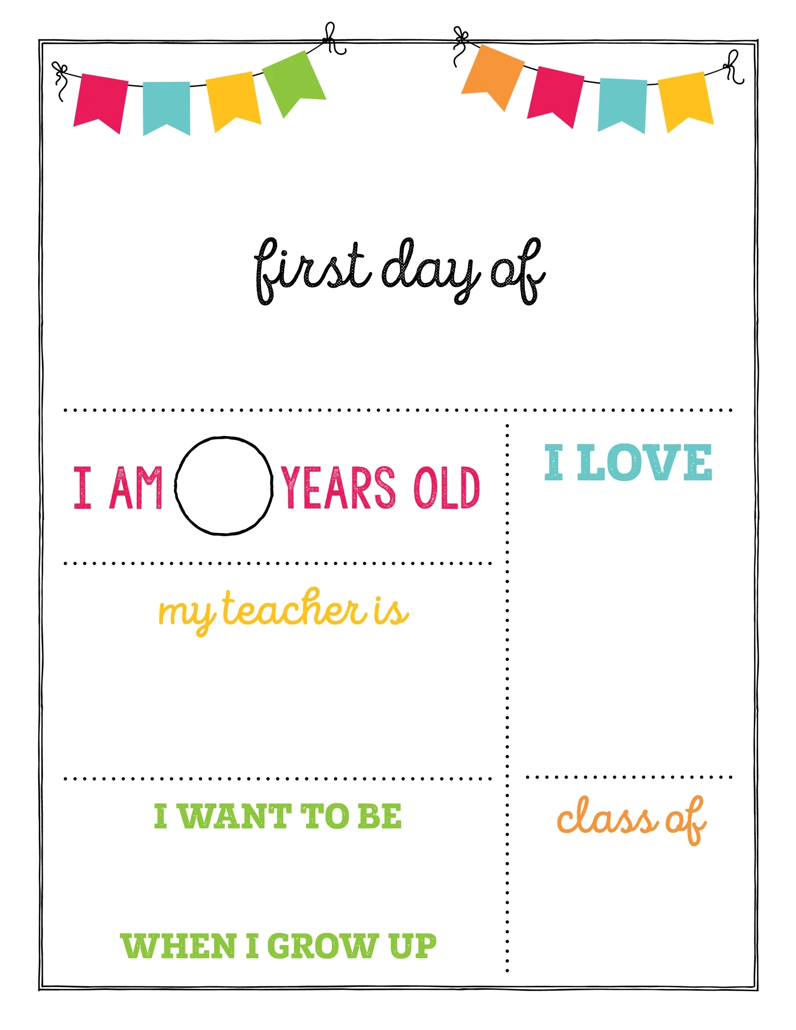 First Day Of School Template Free Printable