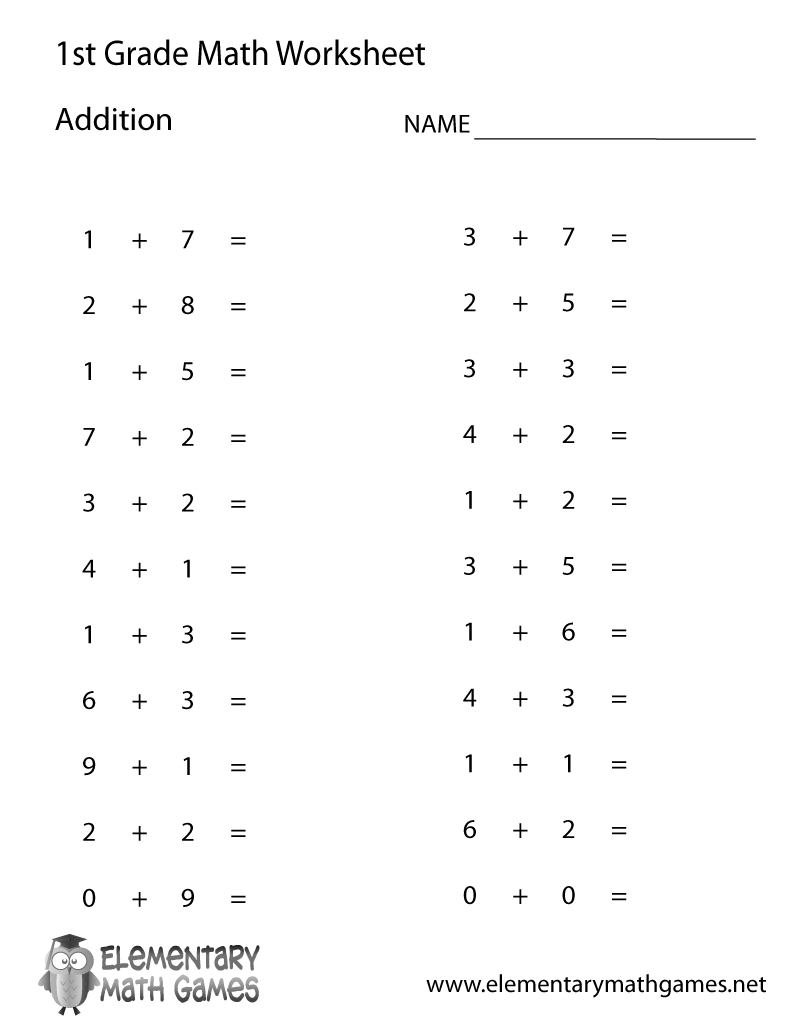 Math For 1st Graders Printable Worksheets