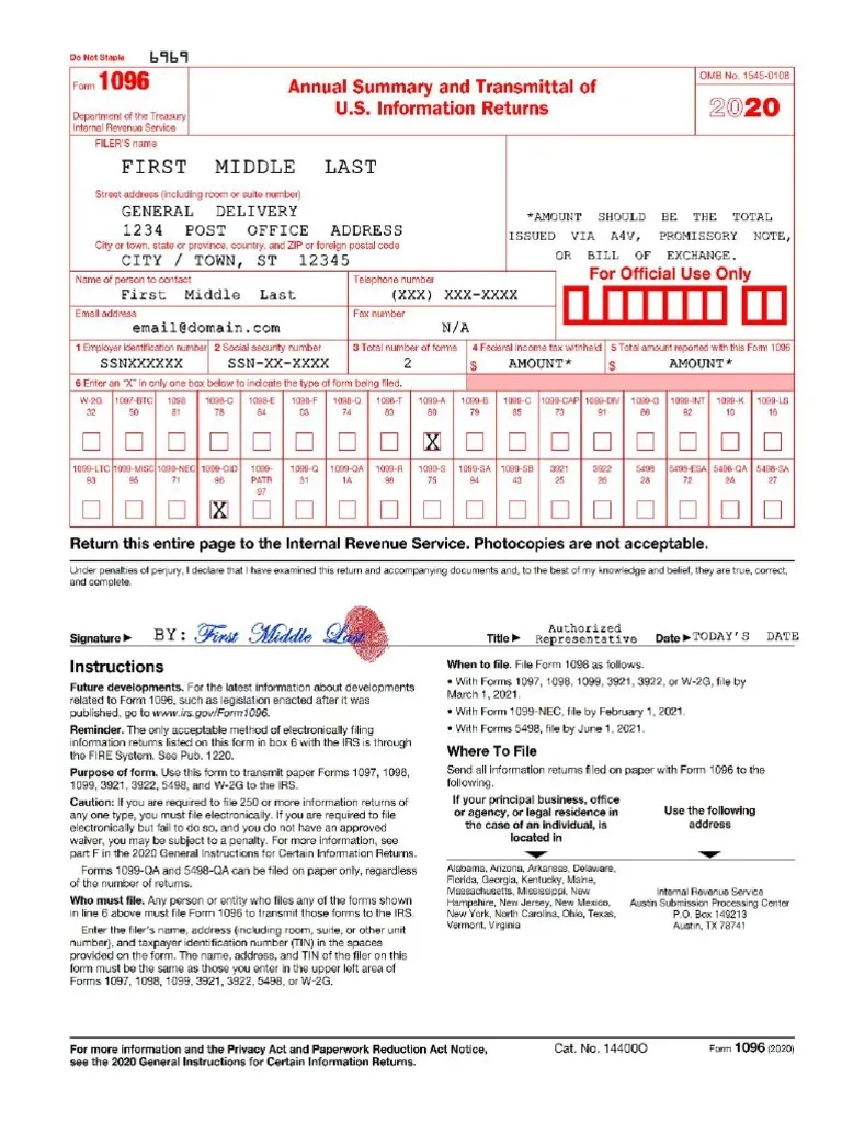 Form 1096 IRS PDF