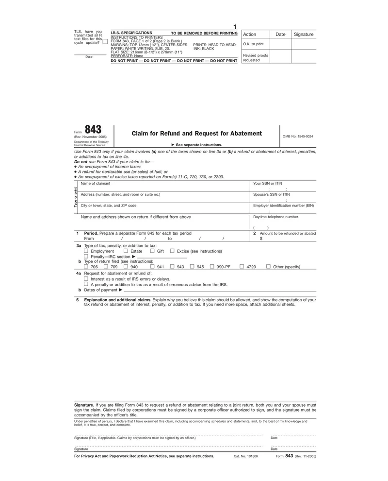 Irs Form 843 Fillable
