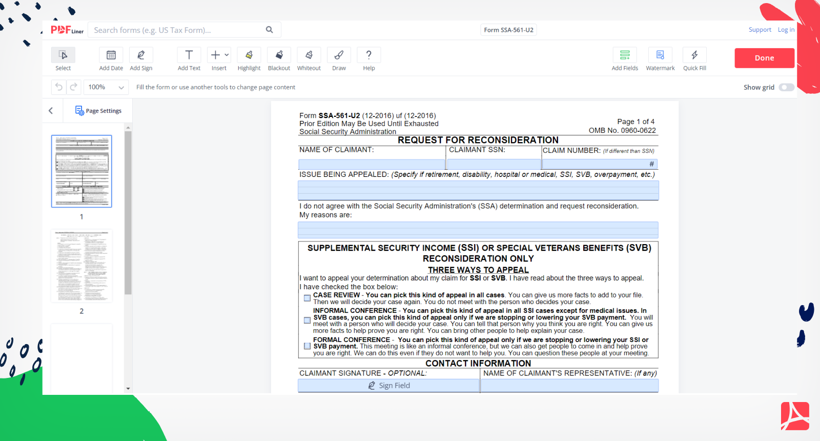 Ssa 561 U2 Printable Form Free