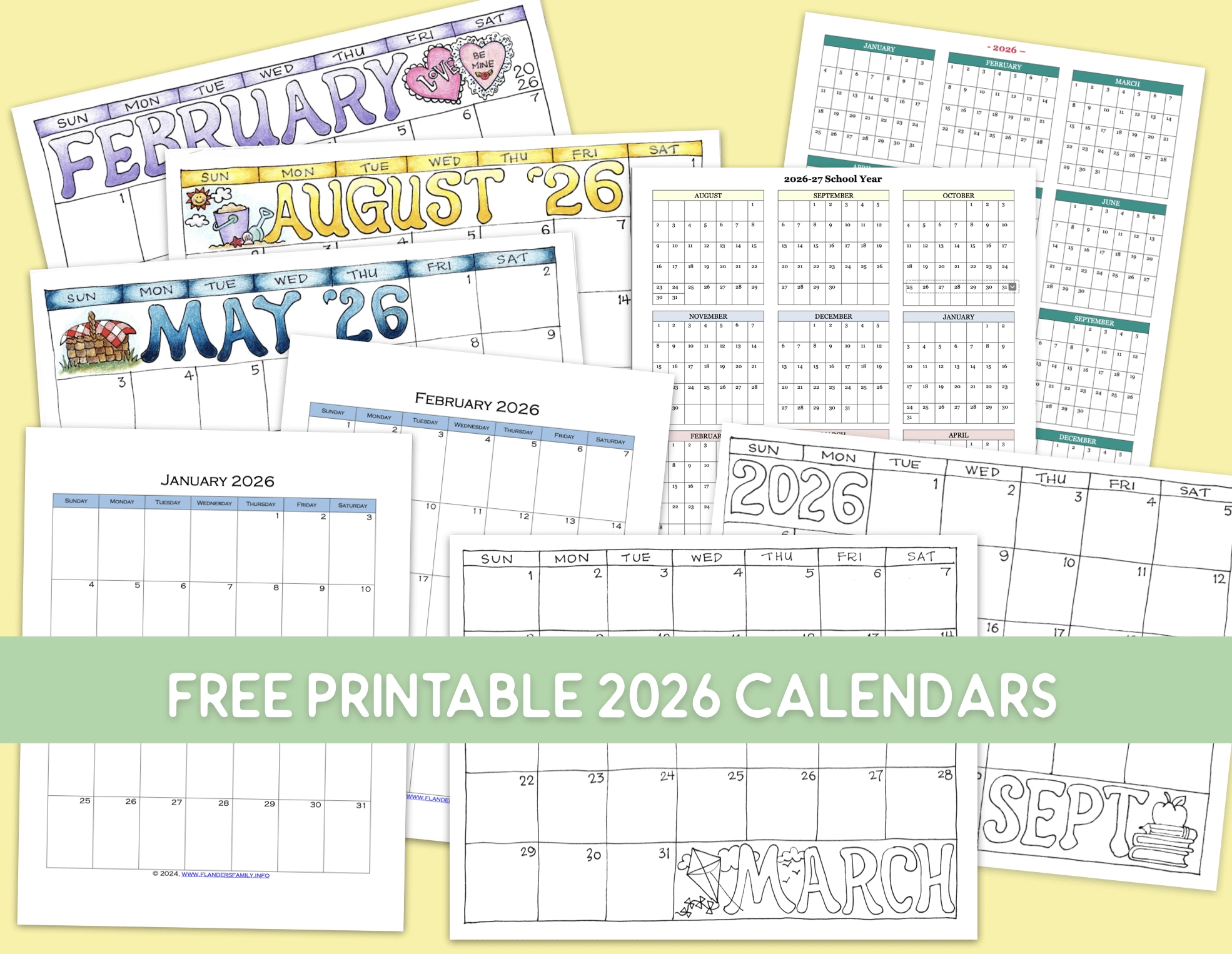 2026 Monthly Printable Calendar
