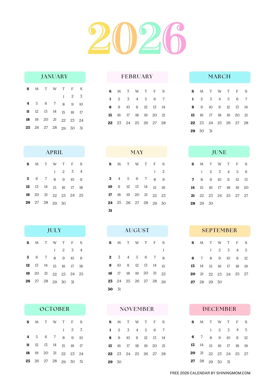 Calendar Blanks Printable Free 2026