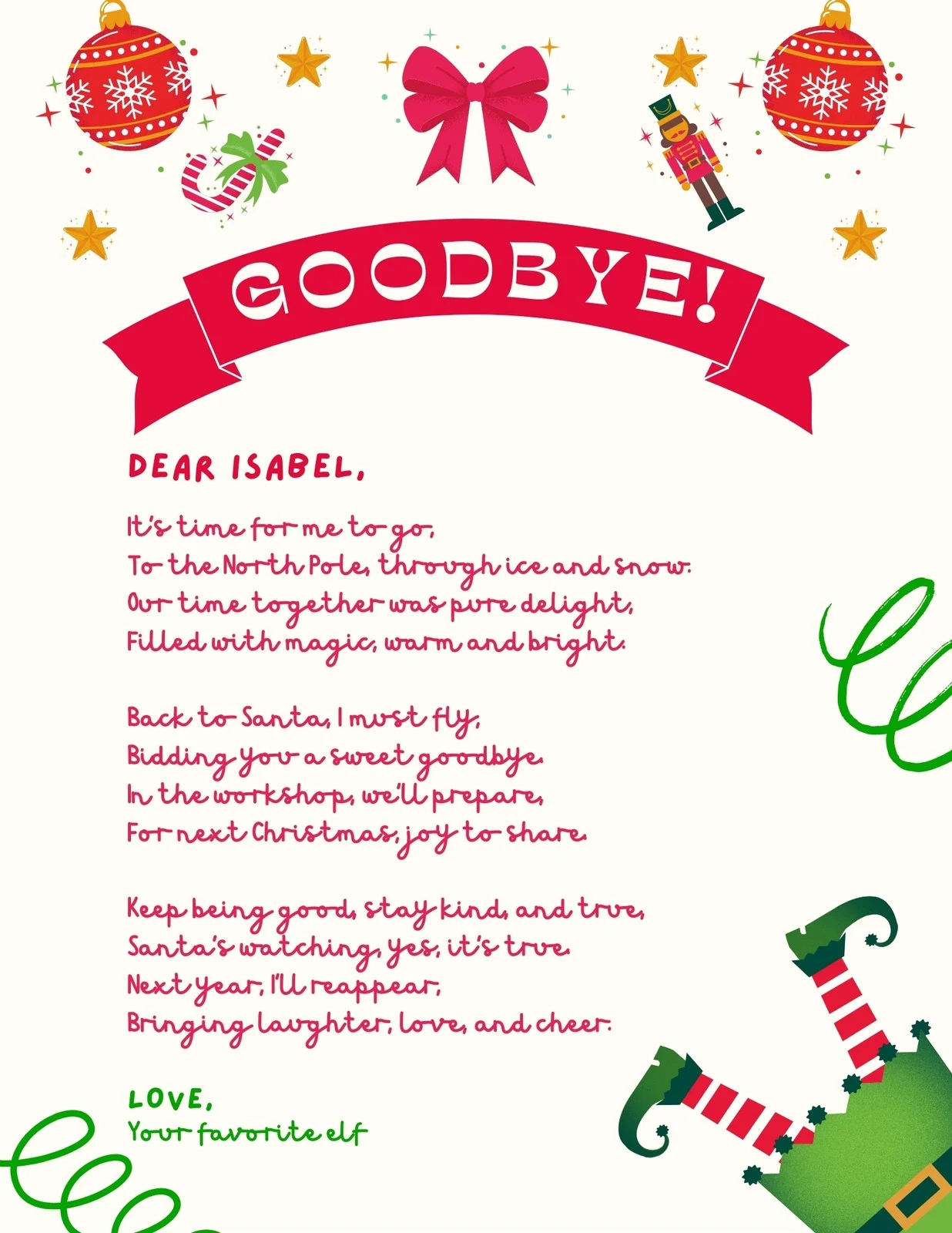 Free Printable Editable Elf Letter Template