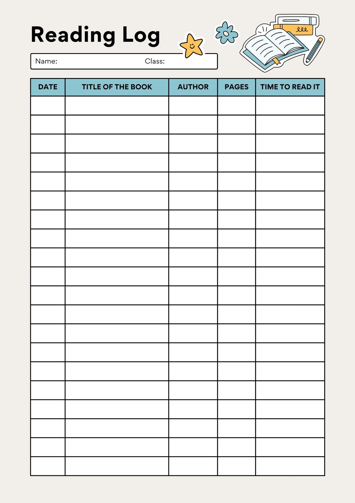 Free And Customizable Reading Log Templates