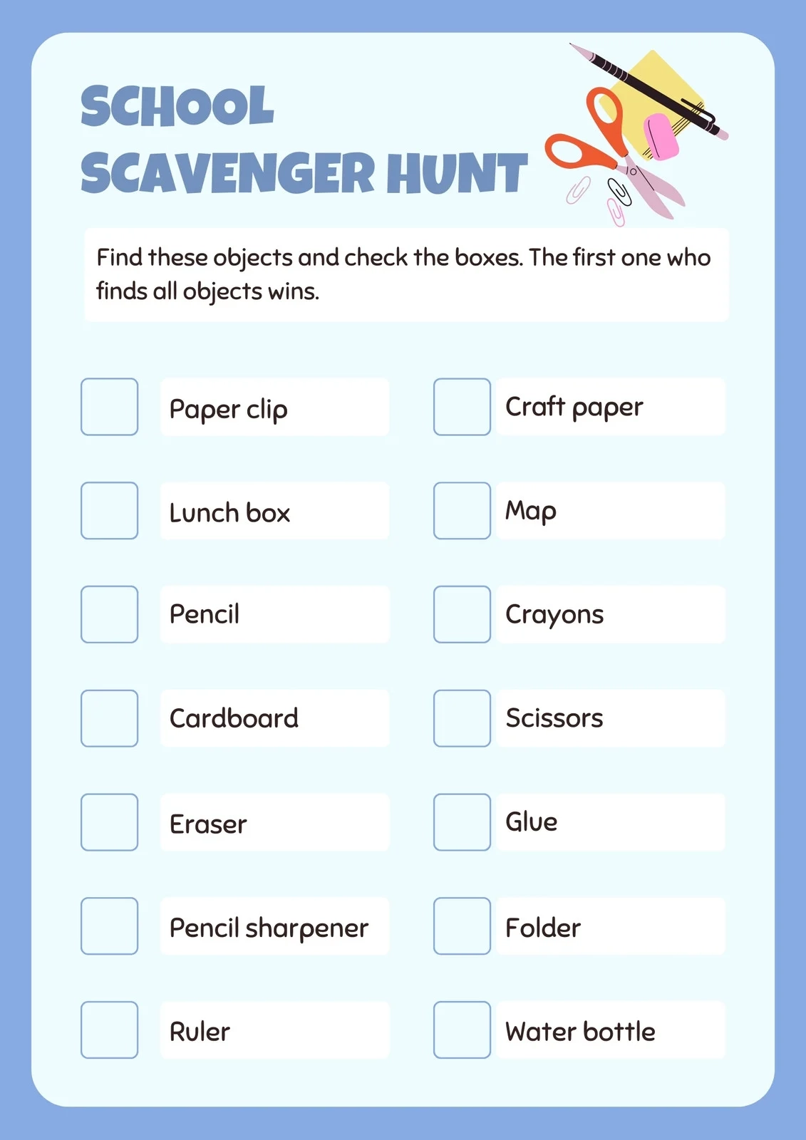 Scavenger Hunt Template Printable
