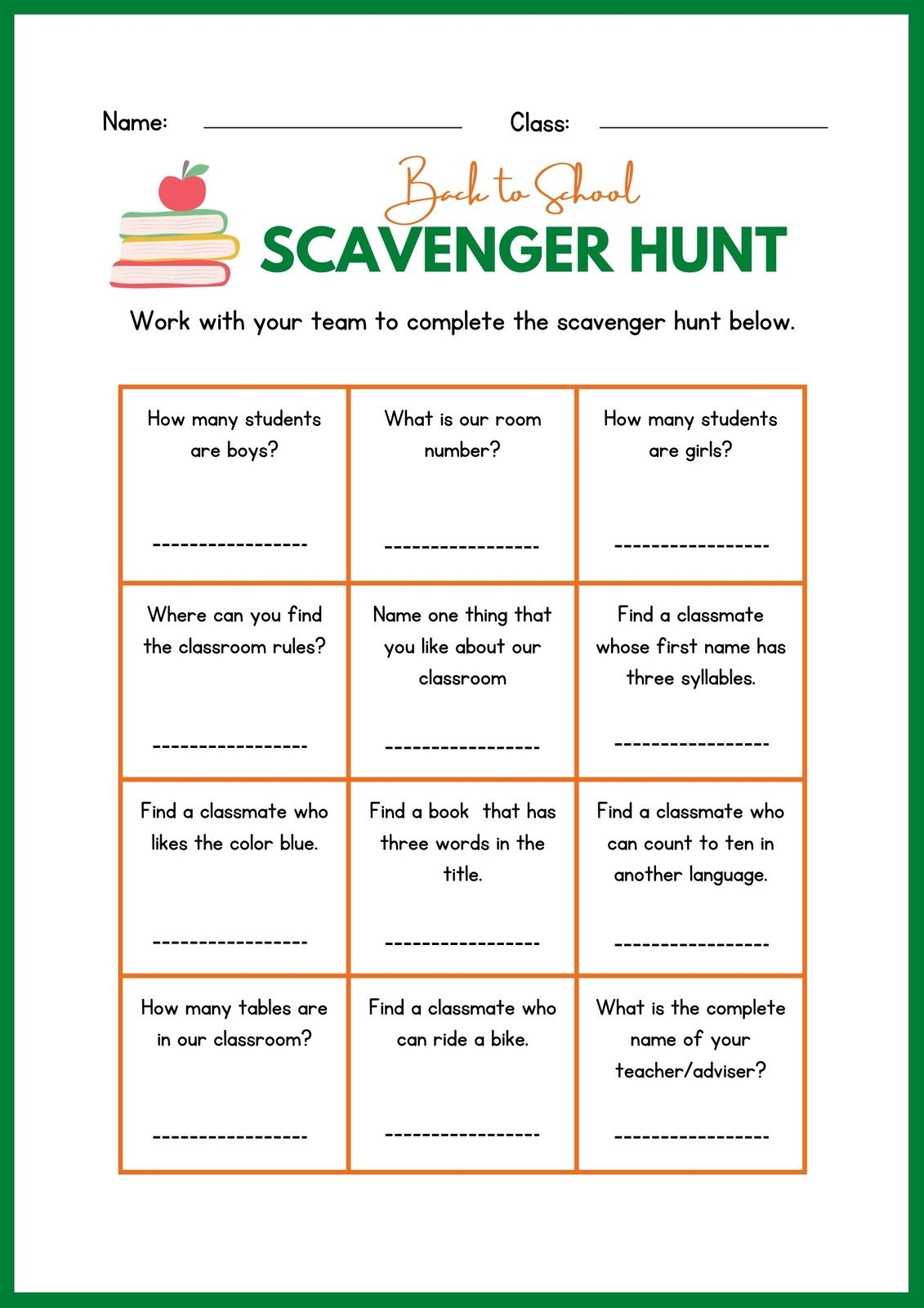 Free And Customizable Scavenger Hunt Templates Worksheets Library