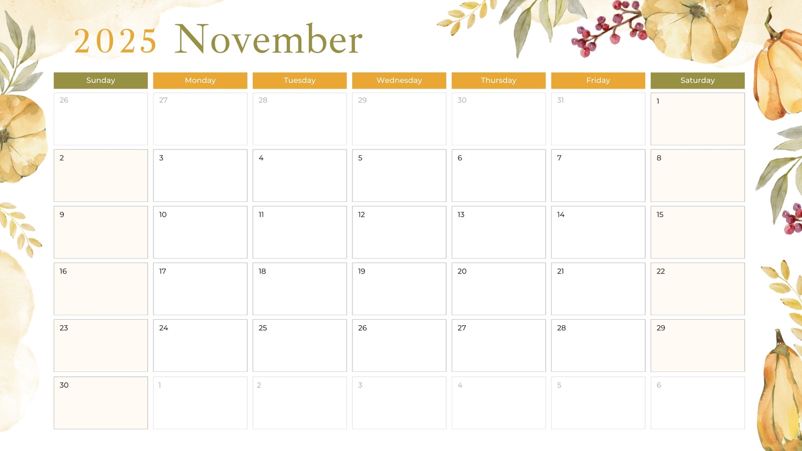 Lessen Plans November Printable Calendar Templates