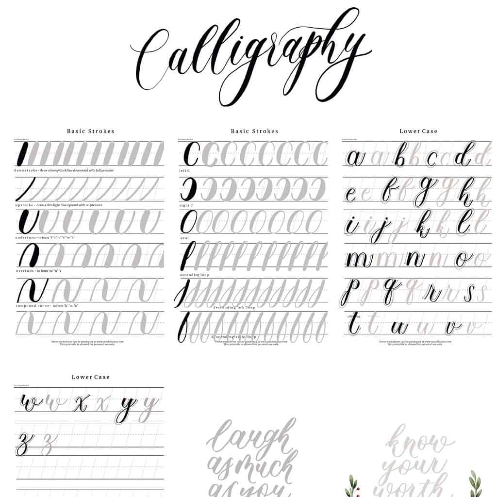 Free Brush Lettering Practice Sheets Lowercase Alphabet 