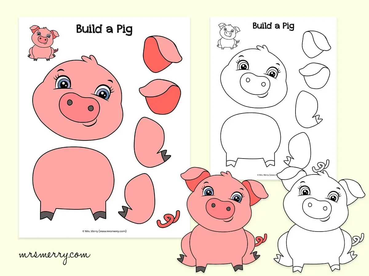 Free Build A Pig Template Printable Mrs Merry