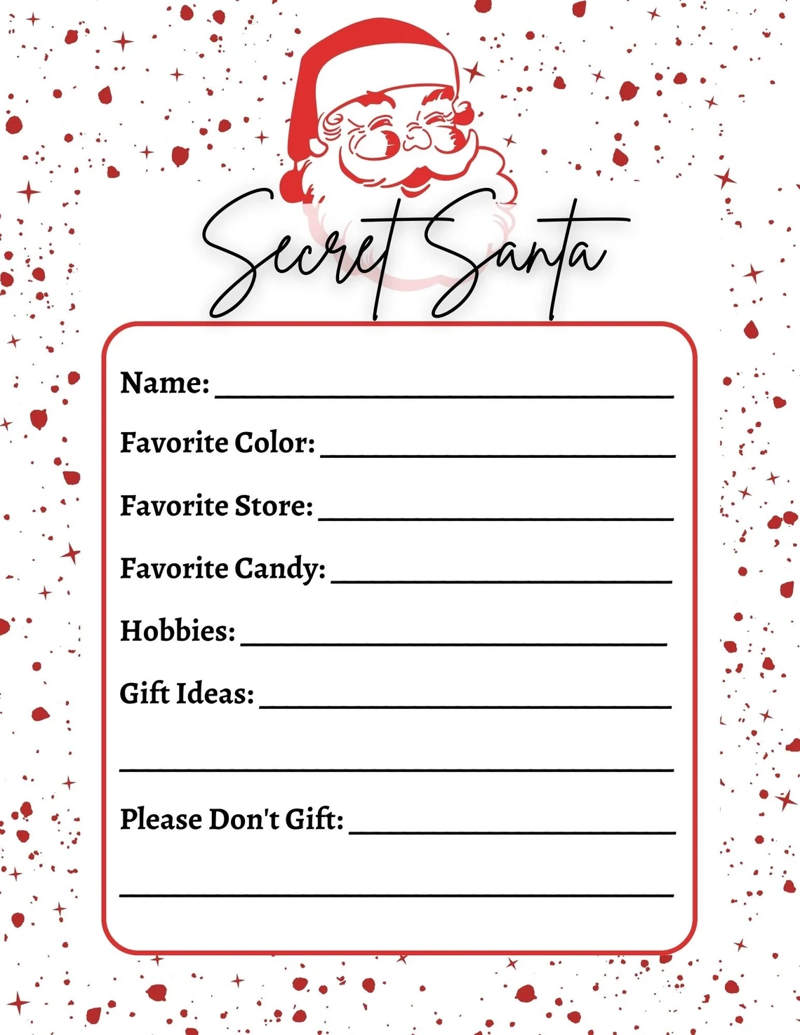 Free Download Free Printable Secret Santa Wish List Template 