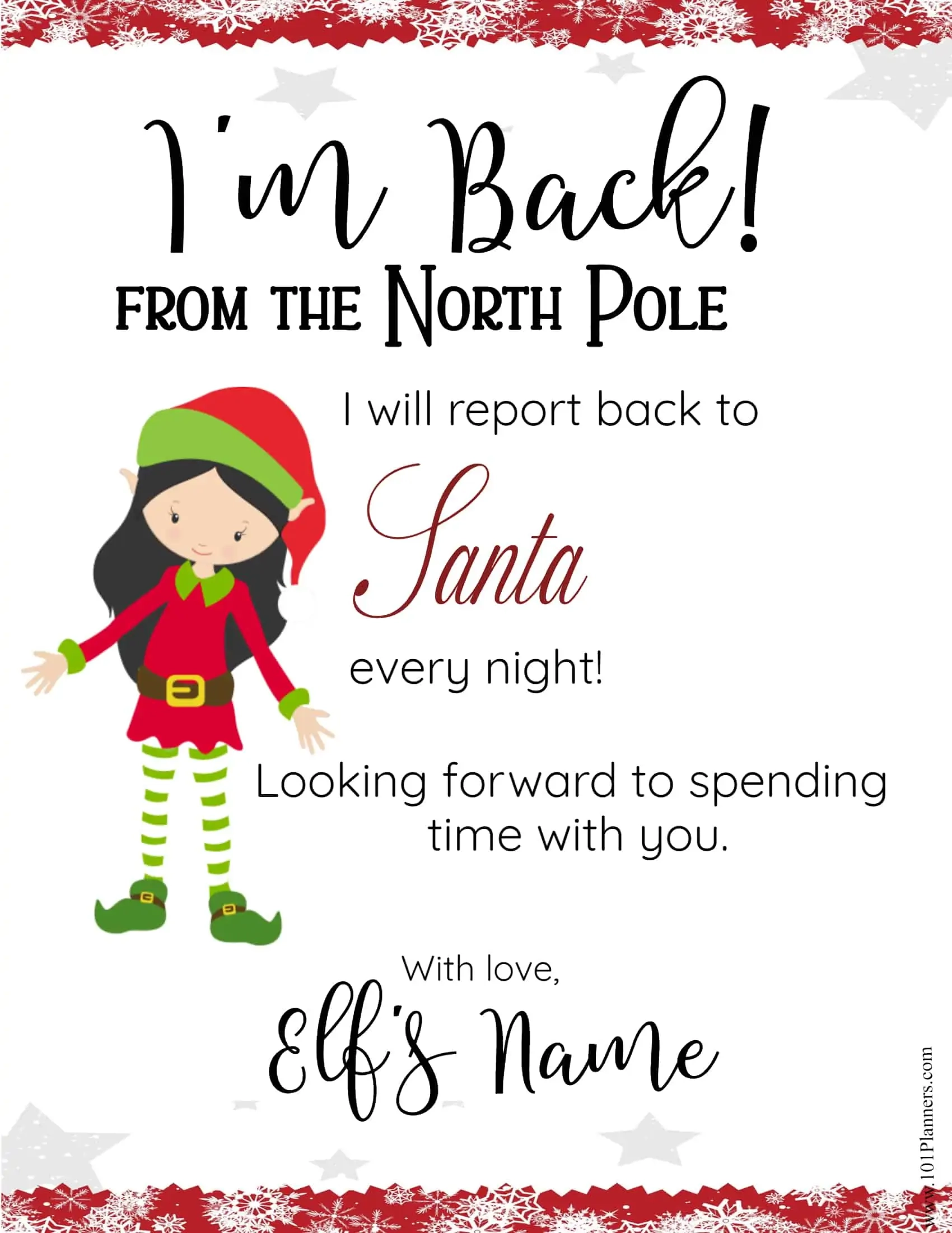 Elf Letter Template Printable