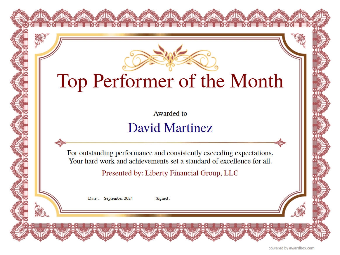 Printable Template Free Employee Of The Month Certificate