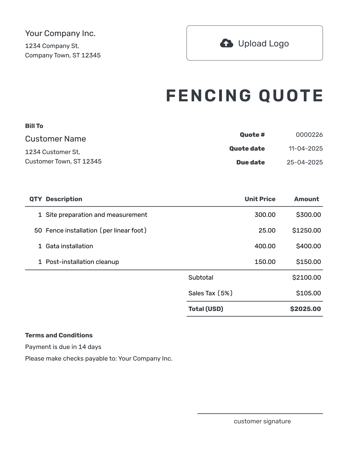Free Fencing Quote Template Docelf