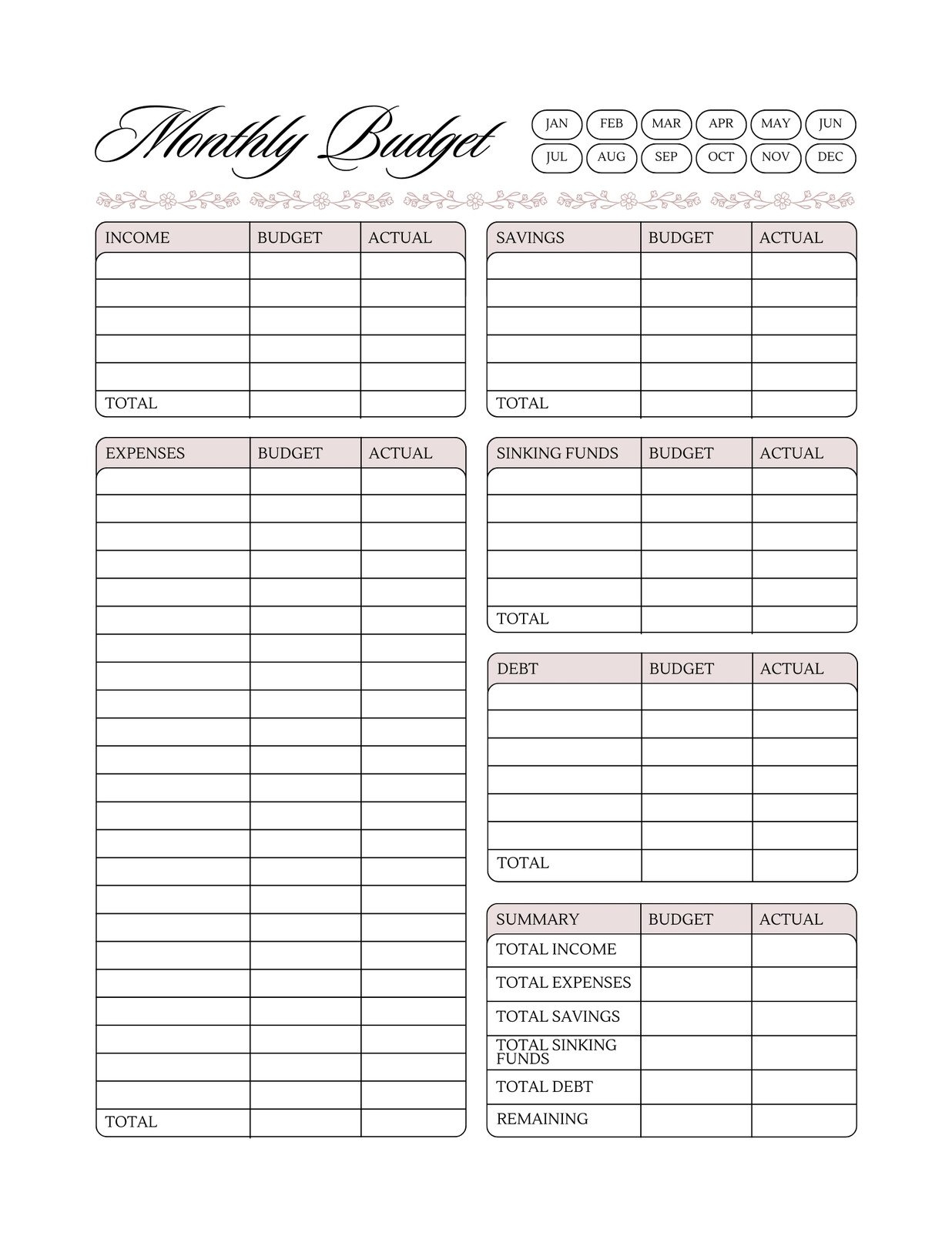 Free Free Printable Personal Budget Sheets Download Free Free 