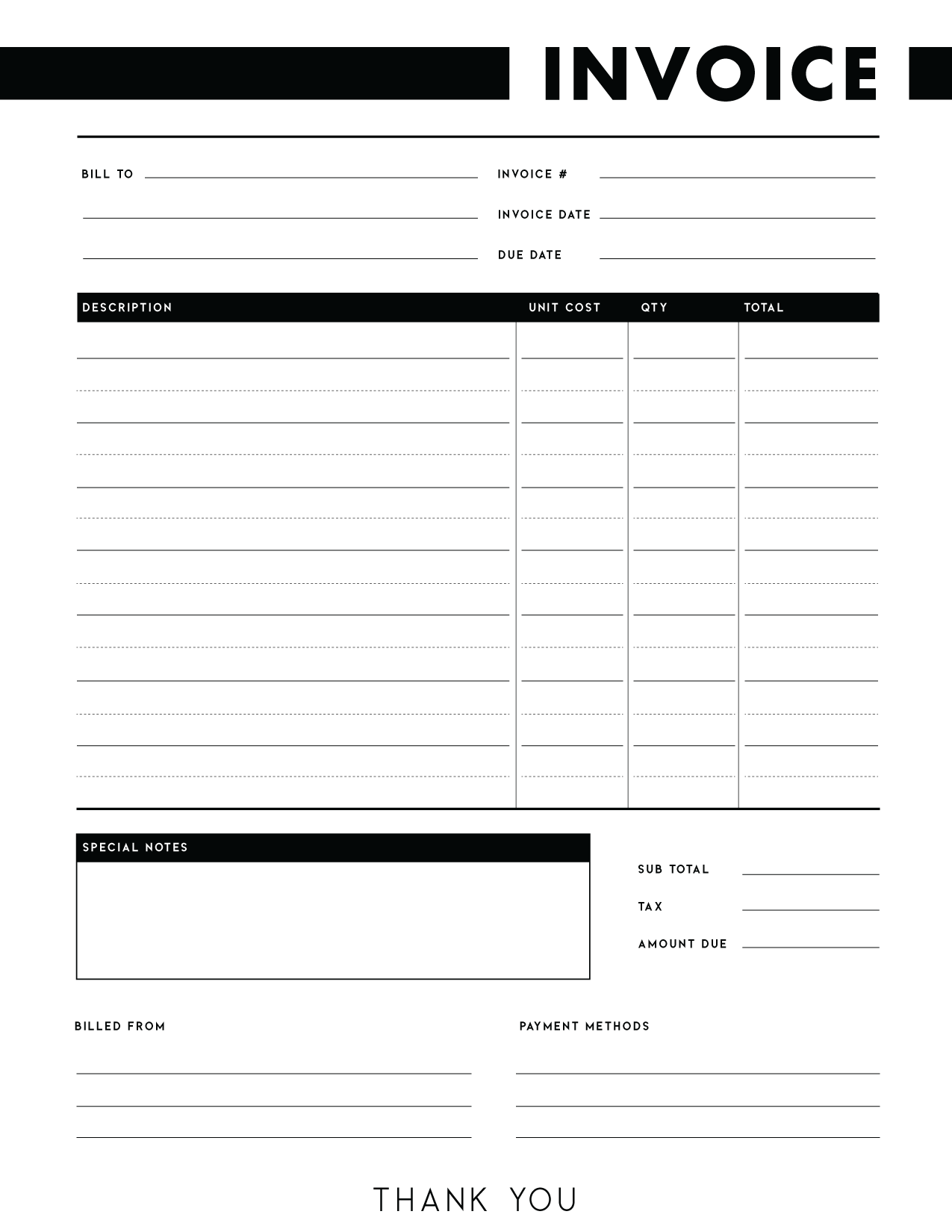 Free Printable Invoices Templates