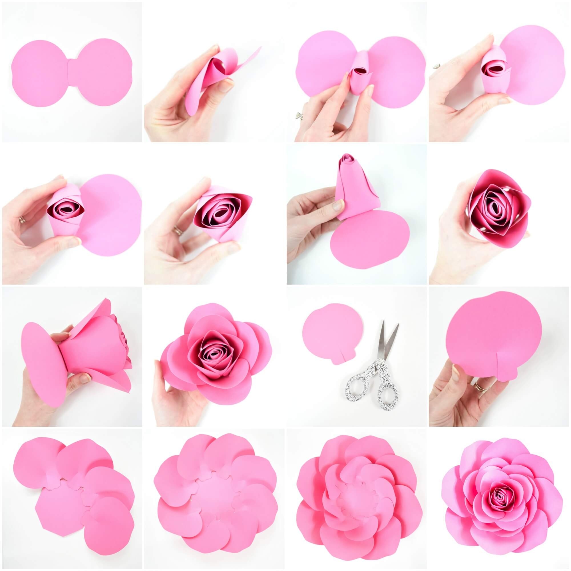 Free Large Paper Rose Template DIY Camellia Rose Tutorial 
