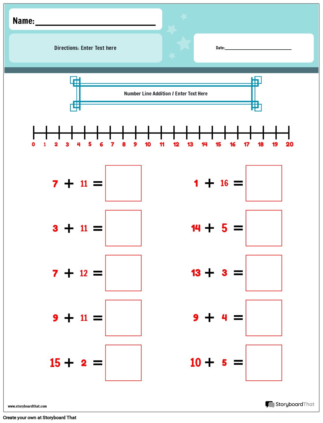 Free Printable Math Number Line Worksheets