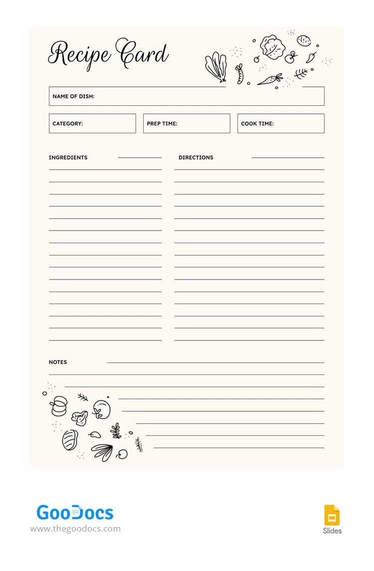 Printable Blank Recipe Card Template