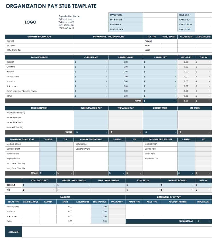 Printable Pay Stub Template