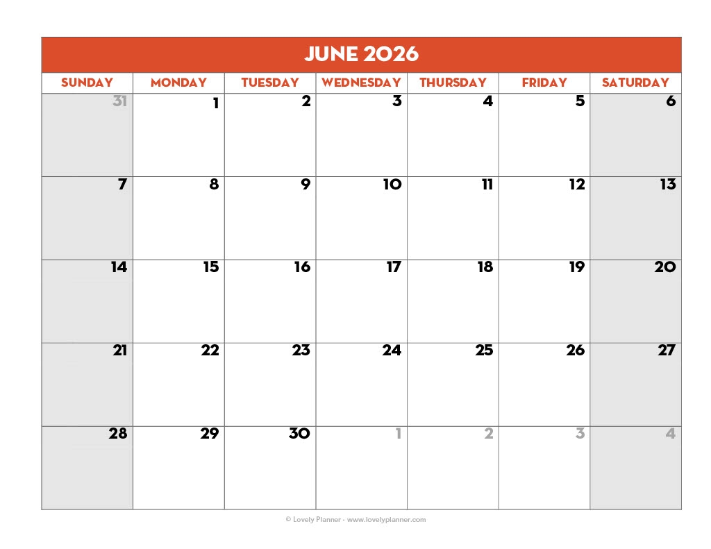 Printable Blank Calendar 2025 26