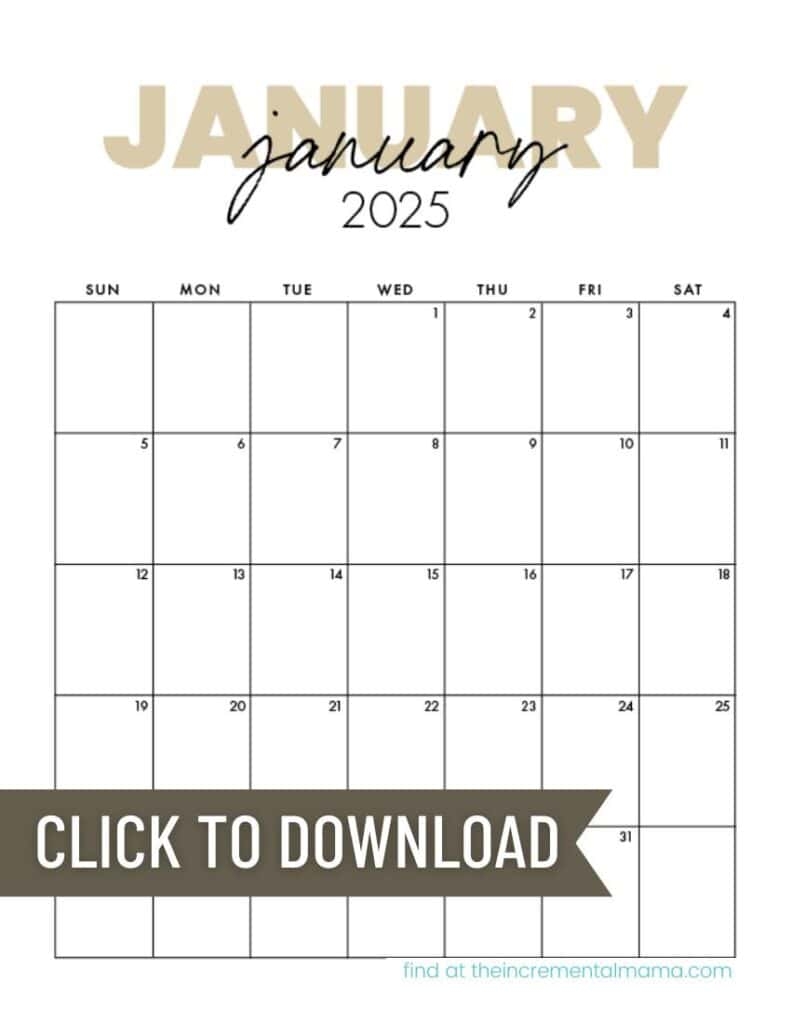 December January Printable Calendar Free