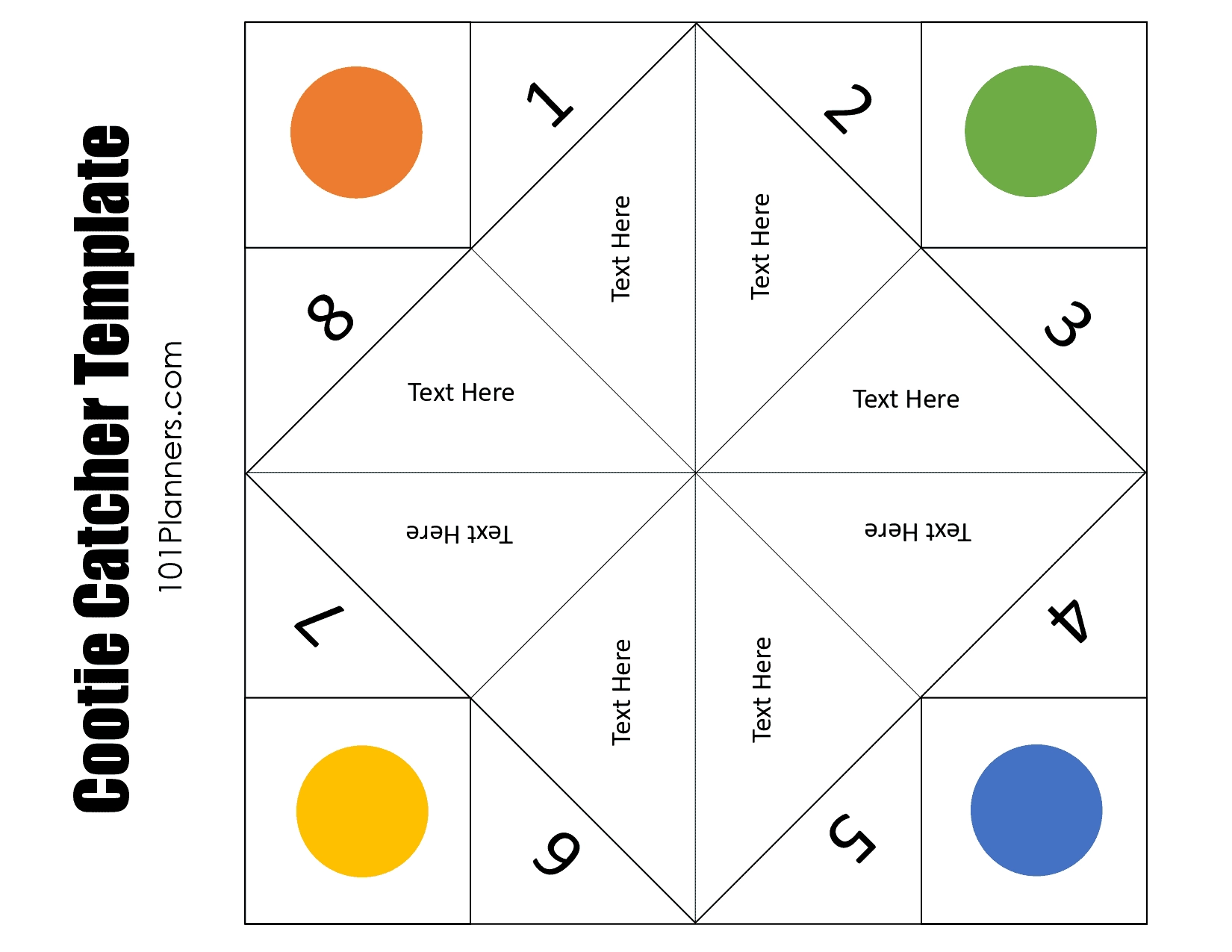 FREE Printable And Typeable Cootie Catcher Template Worksheets 
