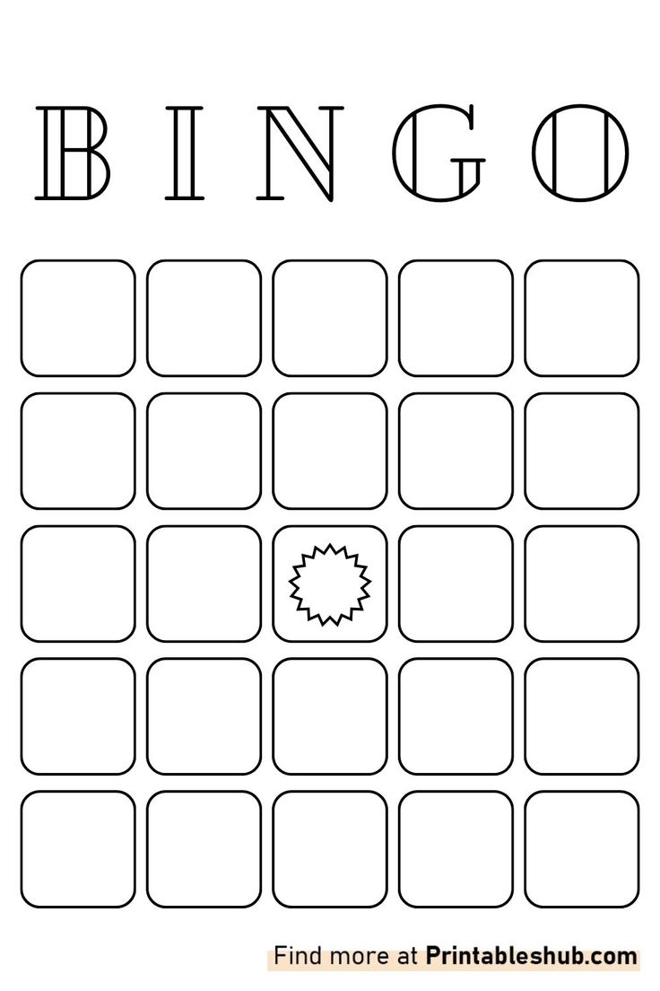 Printable Bingo Card Template Free