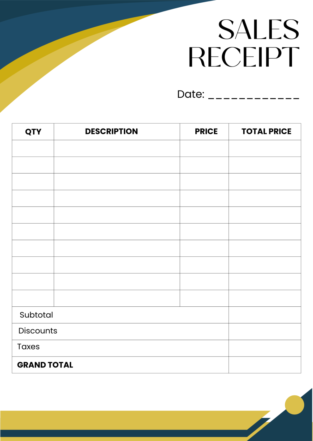 Receipt Templates Printable Free