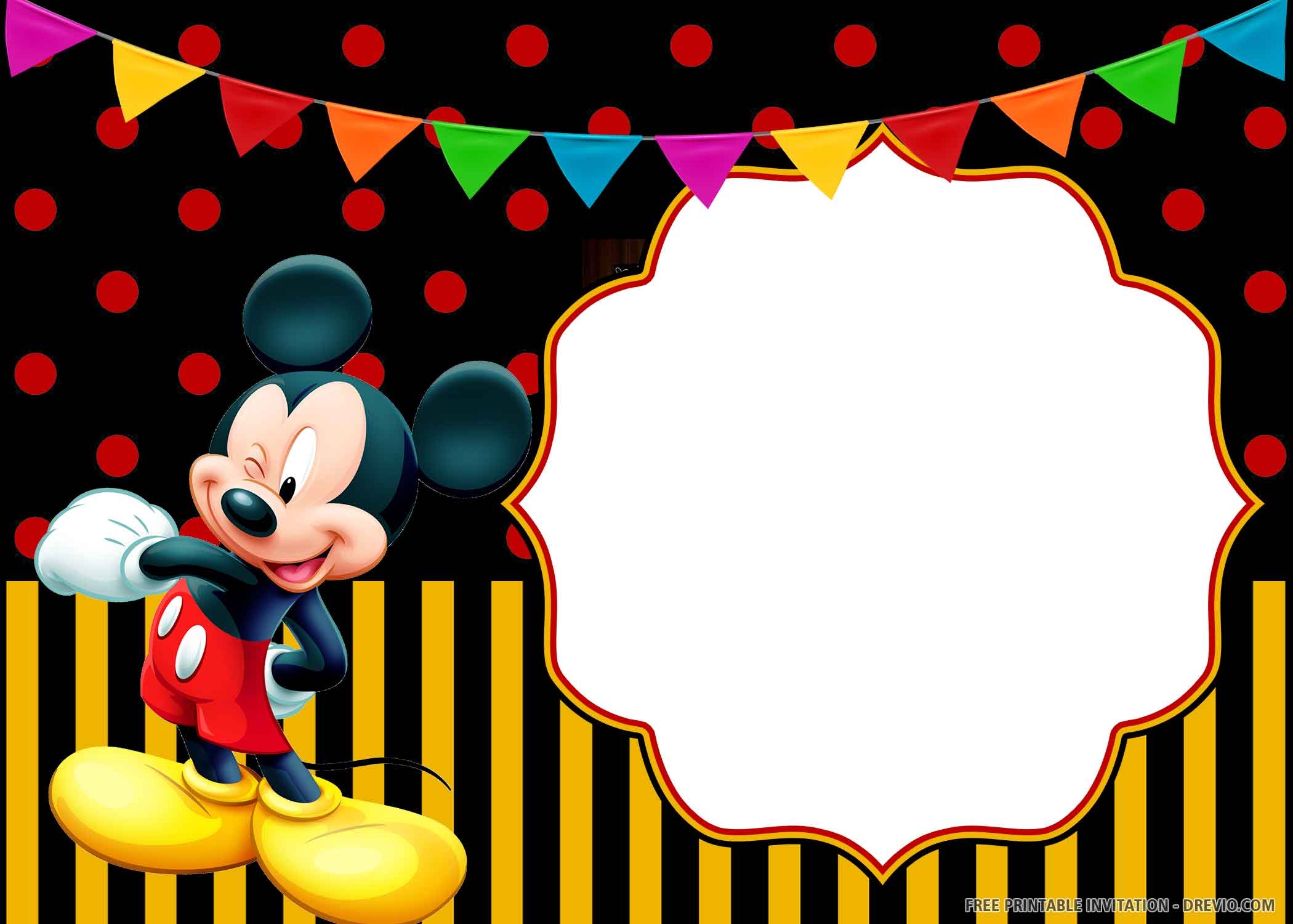 FREE PRINTABLE Cheerful Mickey Mouse Birthday Invitation 