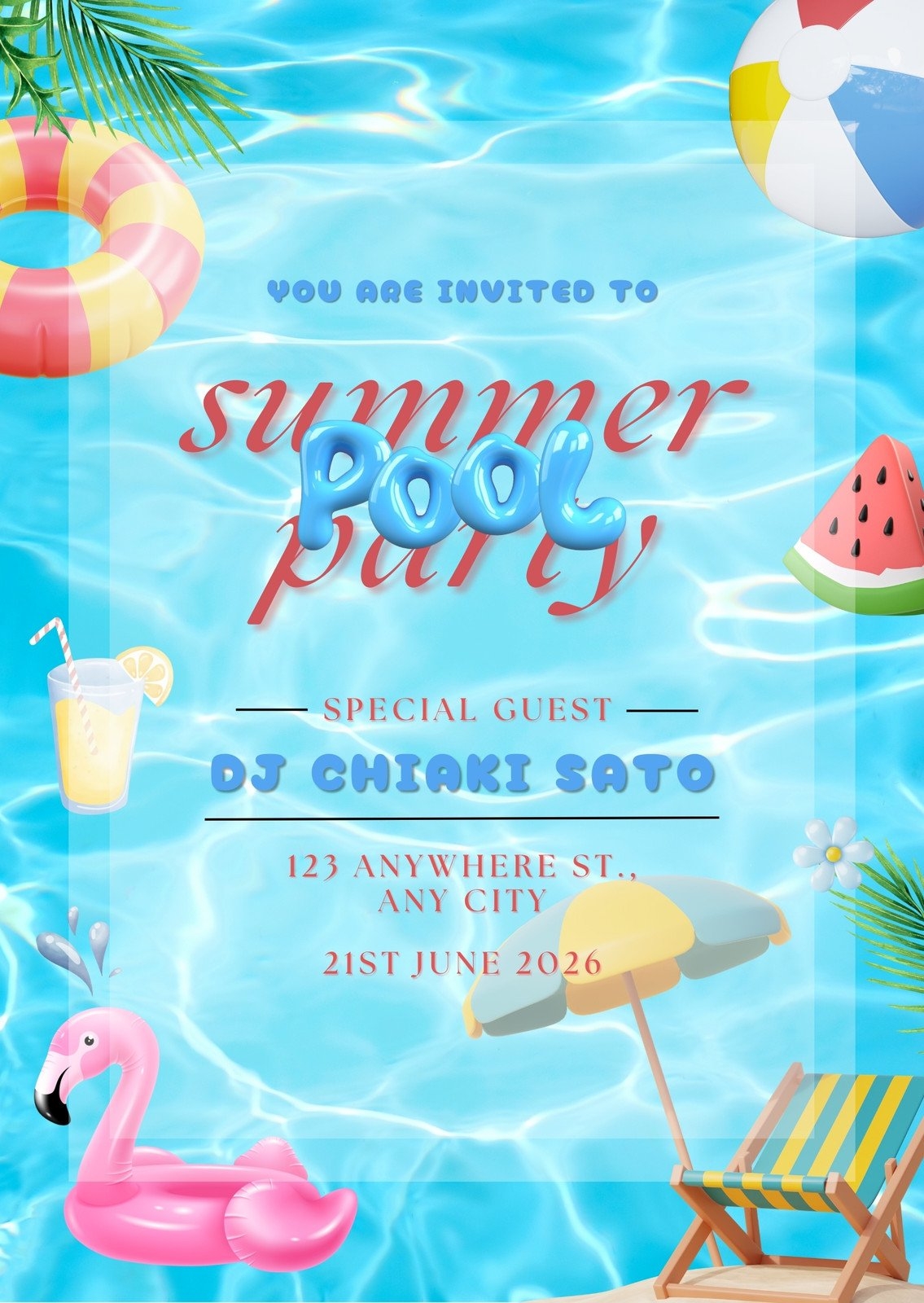 Free Printable Customizable Pool Party Invitation Templates 