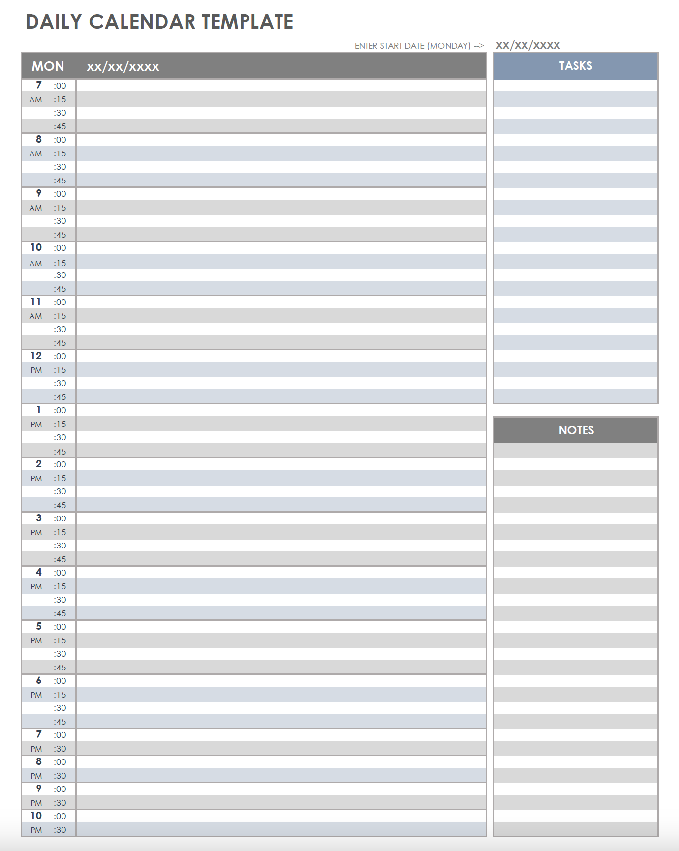 Printable Day Schedule Template