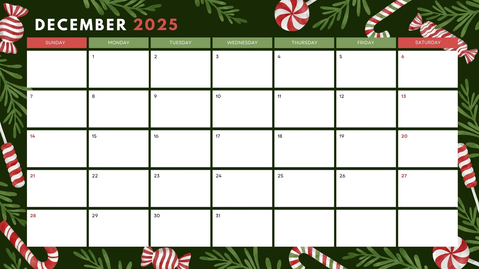 December Calendar Journal Printable