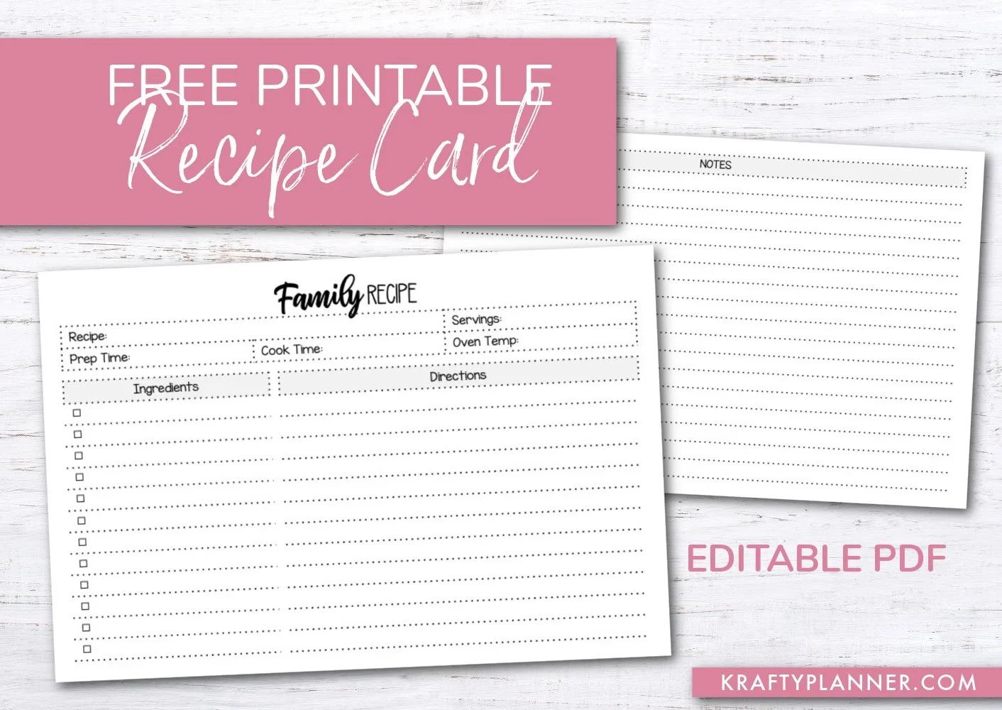 Free Printable Recipe Card Template