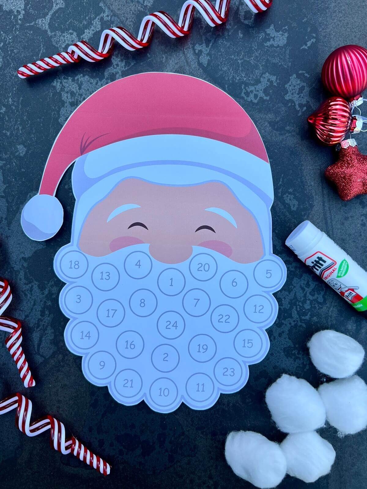 December Printable Santa Countdown Calendar