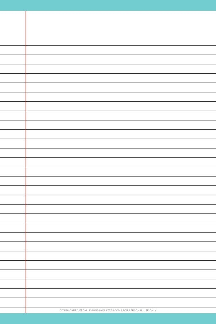 Notebook Paper Template Printable
