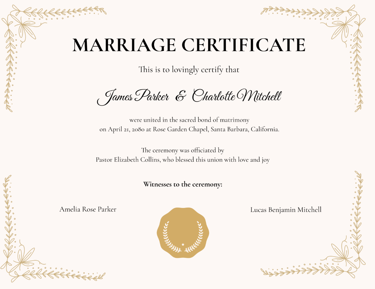Printable Wedding Certificate Templates