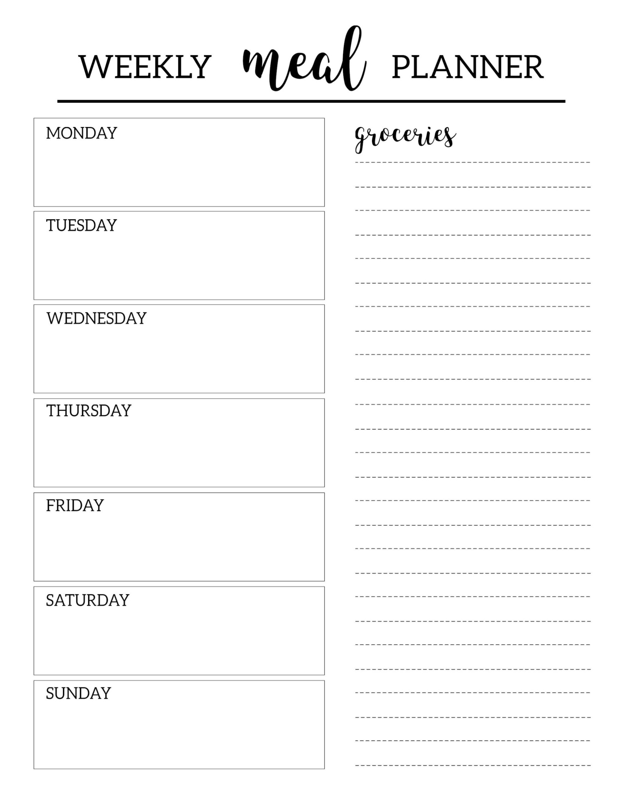 Free Printable Meal Plan Template
