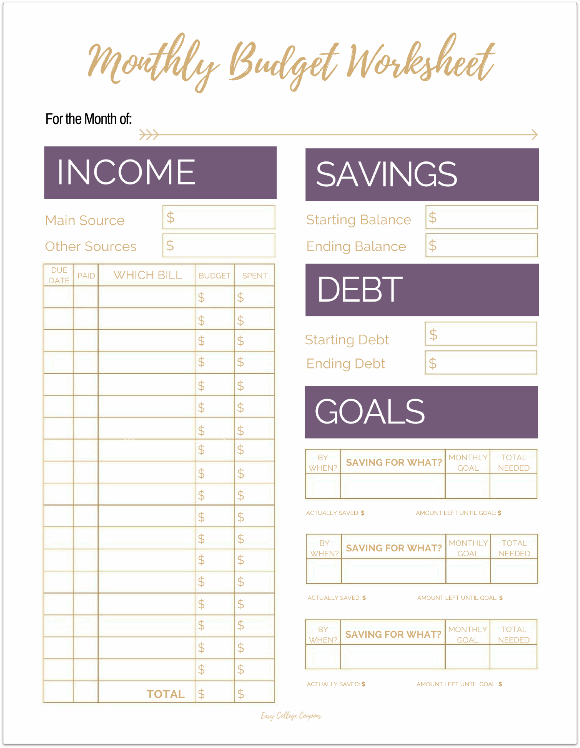 Budget Worksheets Free Printable For Seniors