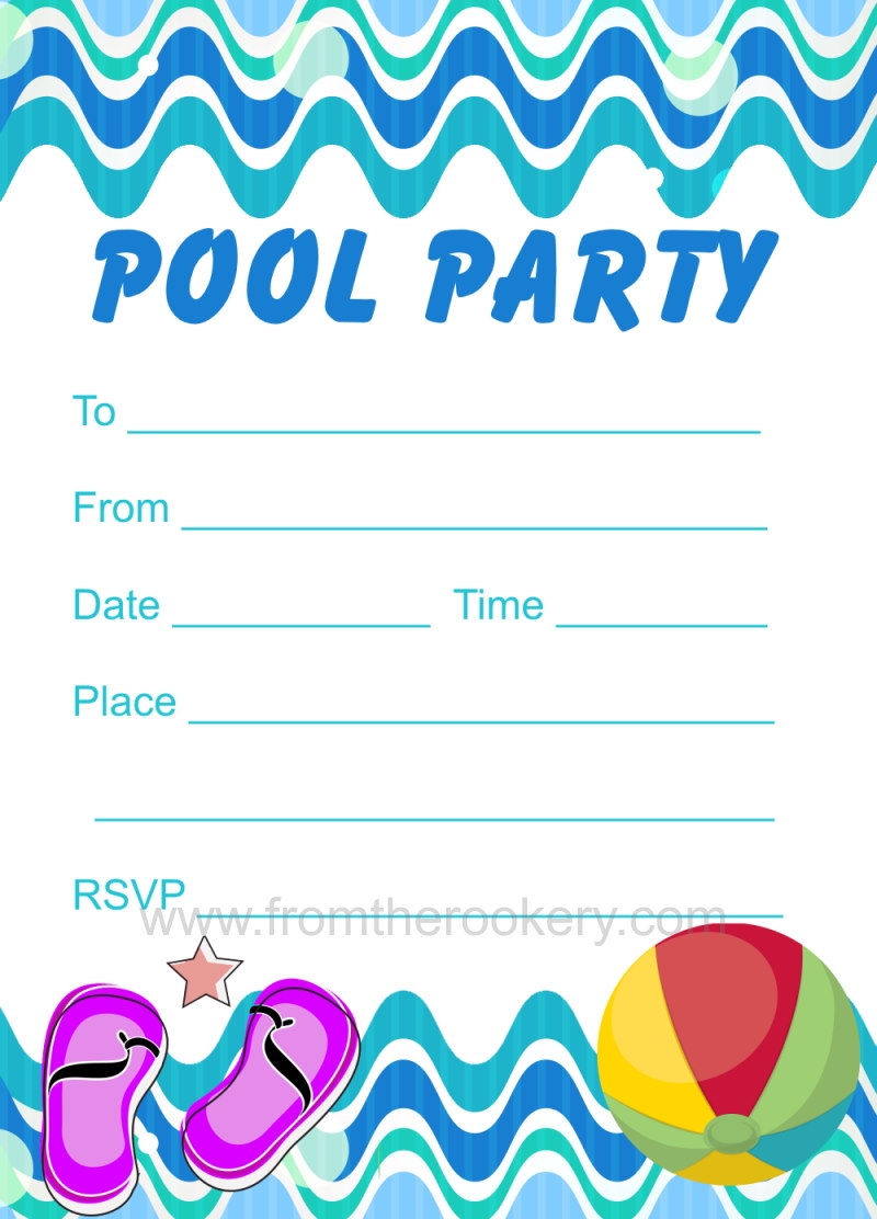 Free Printable Pool Party Invitations Templates