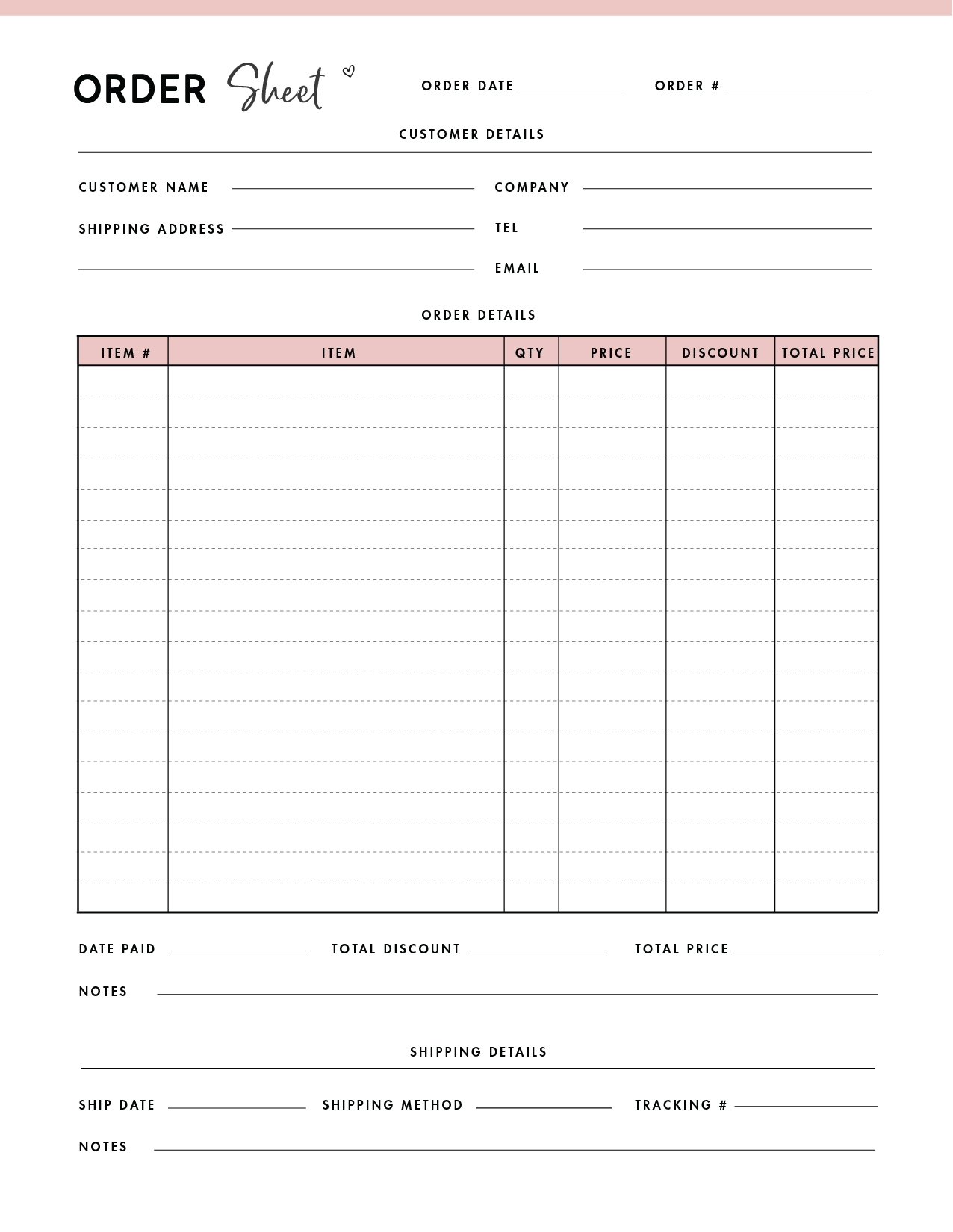 Printable Purchase Order Template
