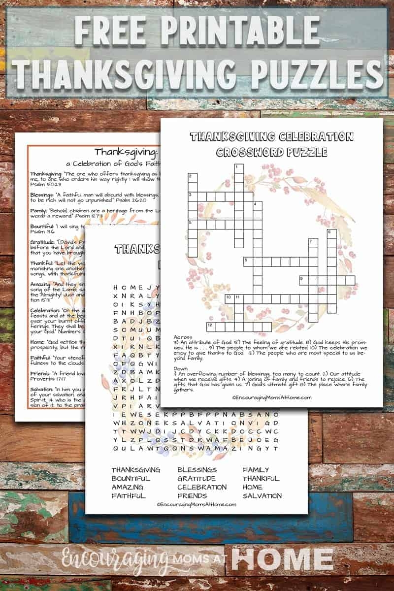 Christian Thanksgiving Puzzles Printable Free