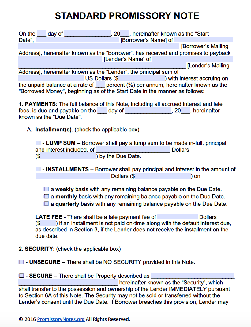 Free Promissory Note Template Adobe PDF amp Microsoft Word 