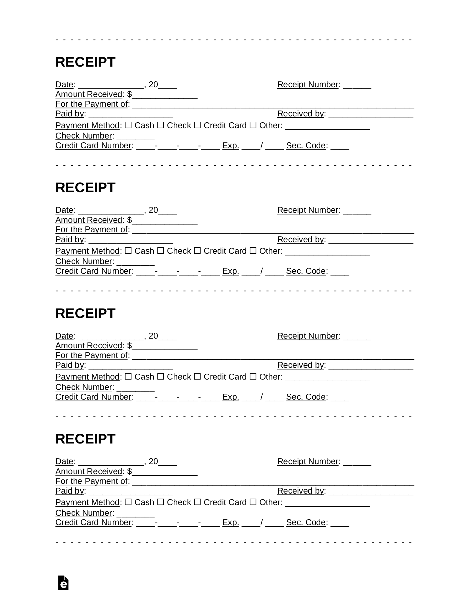 Free Receipt Template Printable
