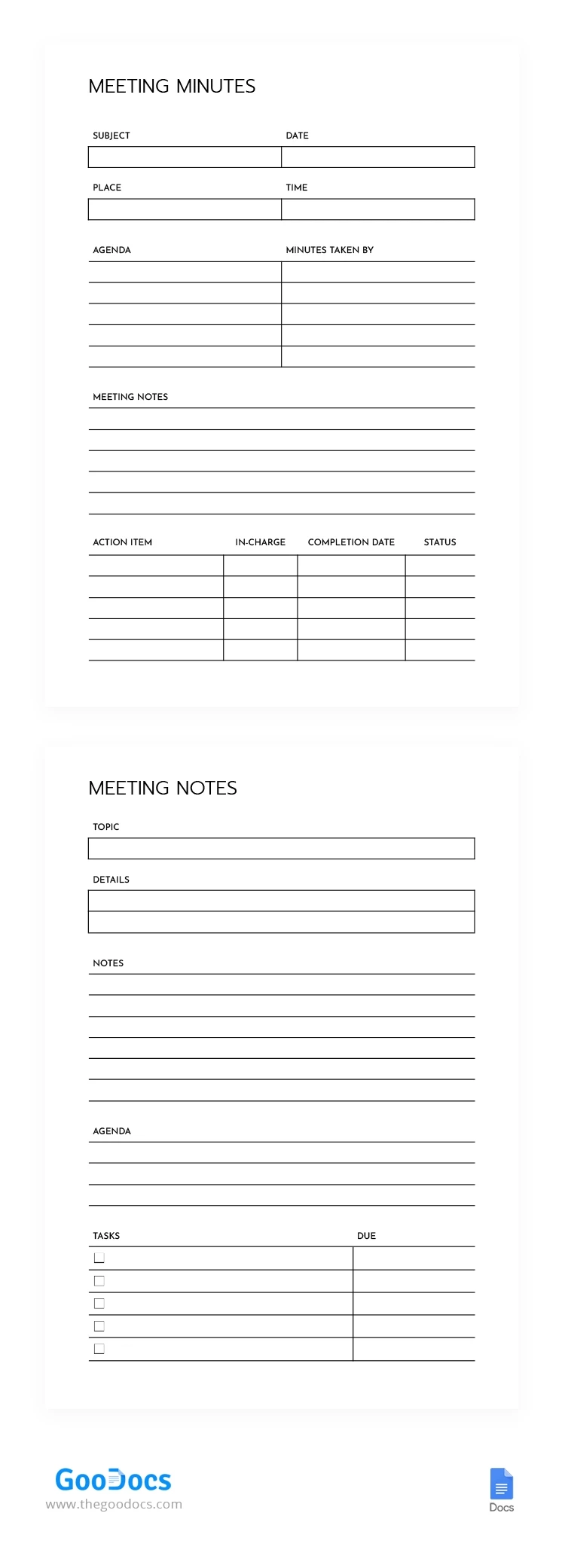 Free Printable Meeting Notes Template