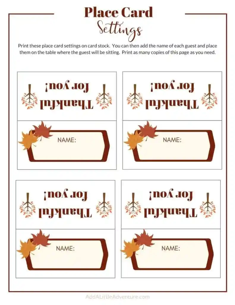 Printable Thanksgiving Template
