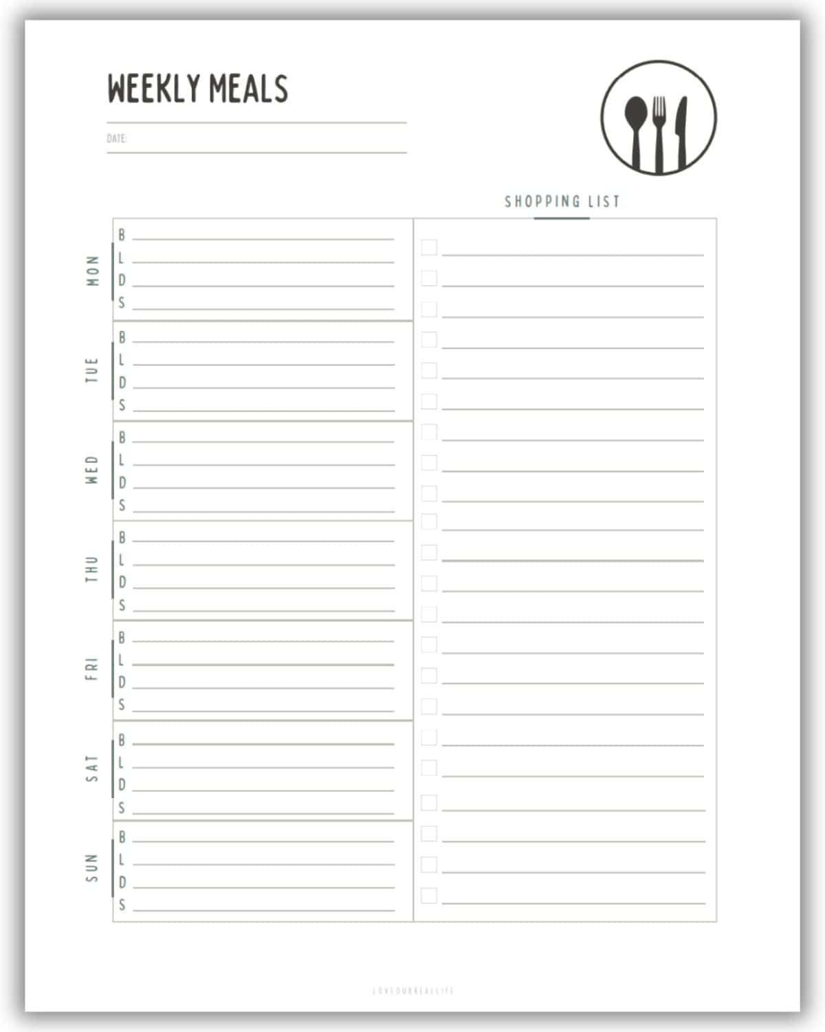 Free Printable Weekly Dinner Menu Template
