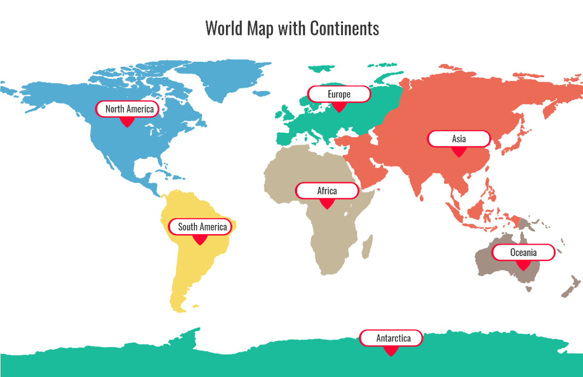 Free World Map Continents Template To Edit Online