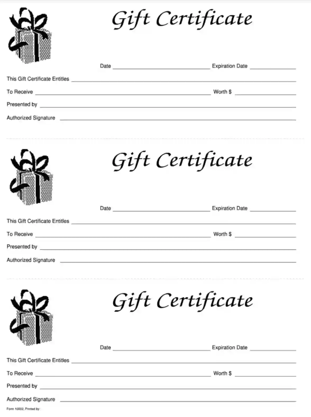 Printable Gift Certificate Template Pdf